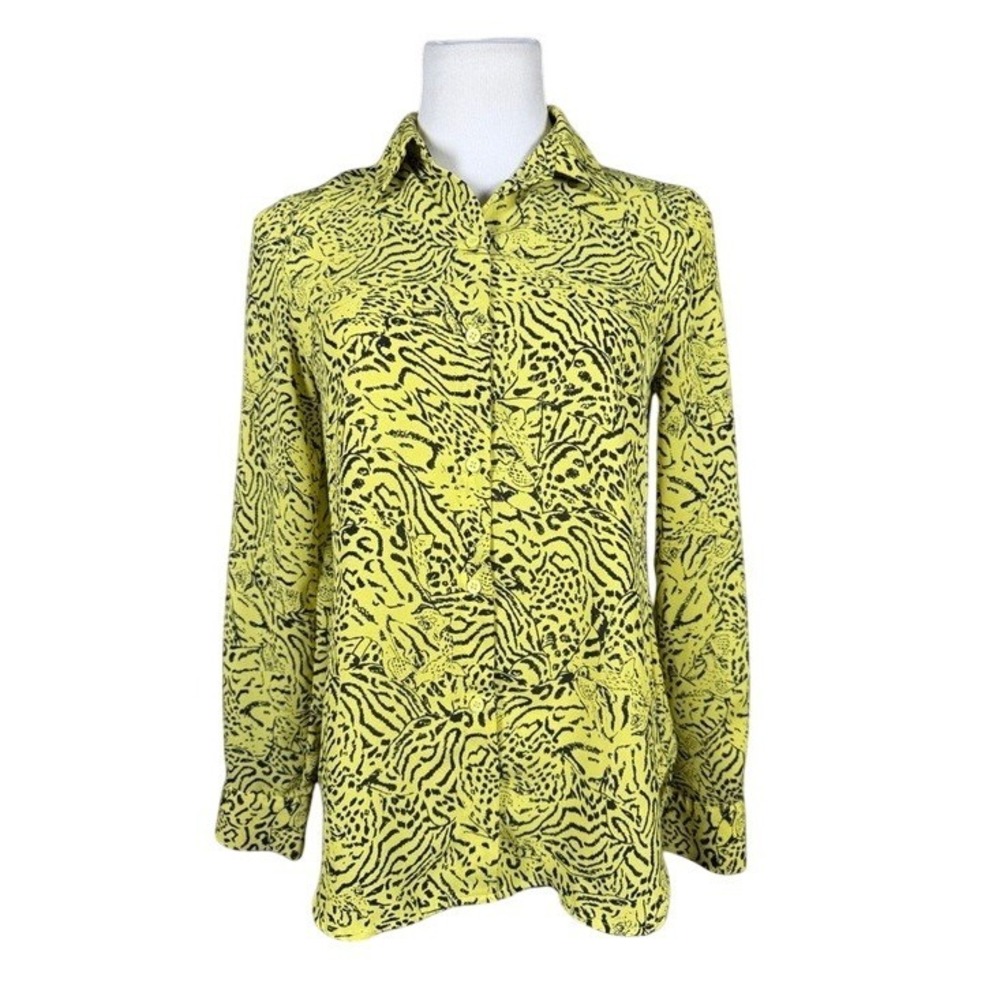 Philosophy‎ Republic Clothing Yellow Black Animal Print Button Down Shirt XS